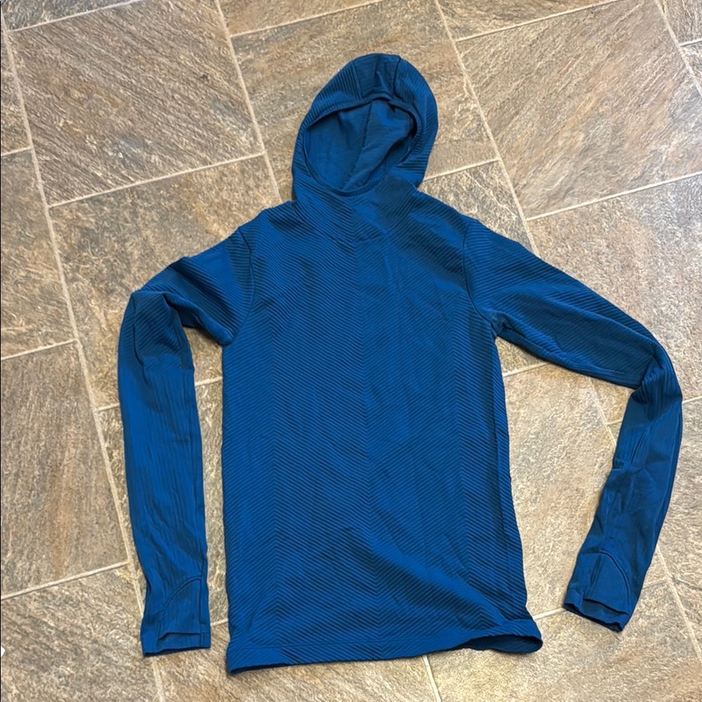 Athleta Blue Long Sleeve Hooded Tee